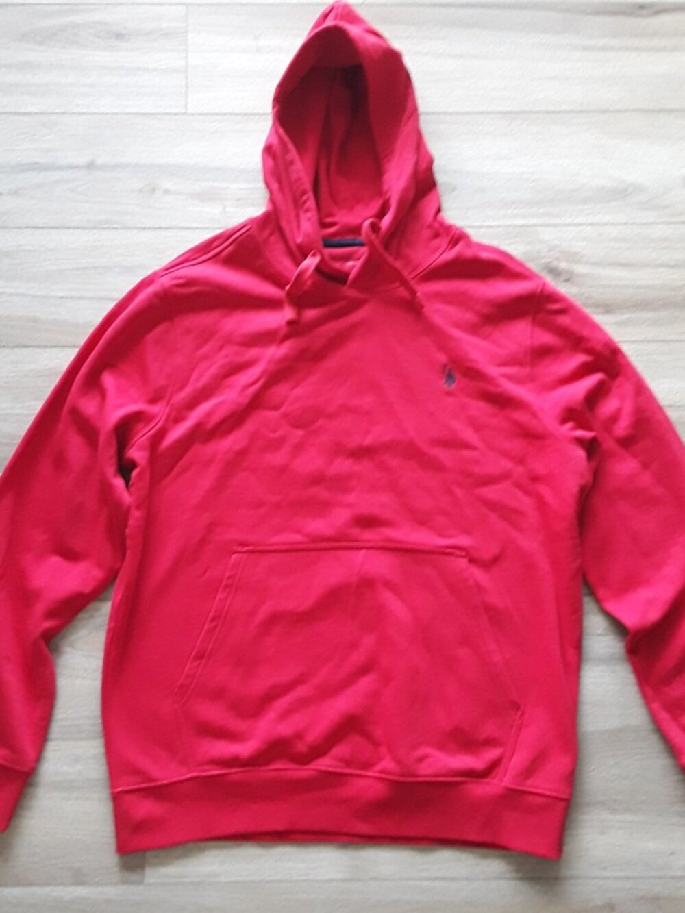 Red Polo Ralph Lauren Drawstring Hoodie Pullover Sweater Sz L